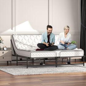 Queen Electric Adjustable Bed Frame, Bed Base with Wired Remote, Ergonomic Foot and Head Incline Function