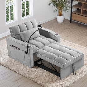 Convertible Sleeper Chair Sofa Bed Adjustable Pull Out Sleeper Chair Bed Multi-Pockets Folding Sofa Bed for Living Room Bedroom Small Space