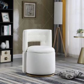 360° Swivel Accent Chair with Storage Function, Velvet Curved Chair with Gold Metal Base for Living Room, Nursery, Bedroom [Video]