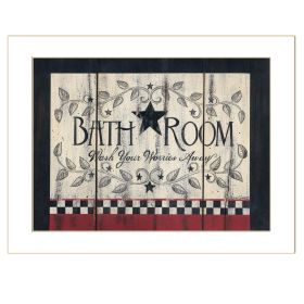 "Bathroom" by Linda Spivey, Ready to Hang Framed Print, White Frame