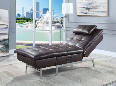 Brown Chaise Lounge with Pillow and USB Port