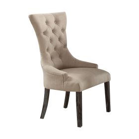 Beige and Weathered Espresso Tufted Side Chair (Set of 2)