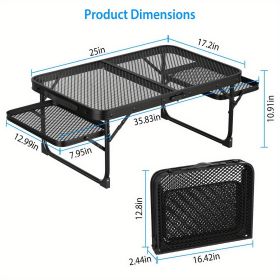 3 ft Portable Picnic Table with Wing Panels, suitable for camping, outdoor activities, picnicking, and patio use