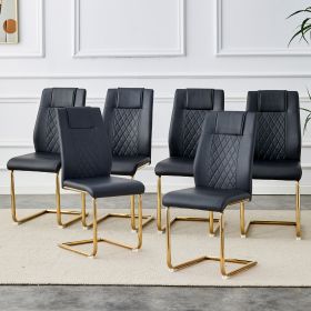 Modern dining chairs with faux leather padded seats, dining room chairs, gold metal leg upholstered chairs, suitable for kitchens, living rooms