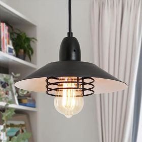 Farmhouse Vintage Pendant Light Black Fixture Pendant Lights with Spring Frame Adjustable Metal Hanging Lamp for Kitchen Island Dining Room Bedroom Li