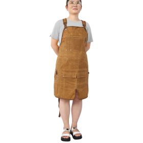 Long Heavy Duty Waxed Canvas Tool Apron, Carpenter Aprons, Woodworking Aprons, Carpenters Water-Resistant 18 Oz