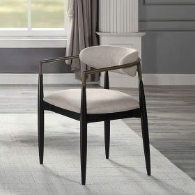 Beige and Black Armchair with Open Back (Set of 2)