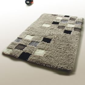 Naomi - [Grid] Wool Throw Rugs (17.7 by 25.6 inches)