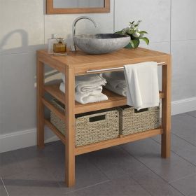 Bathroom Vanity Cabinet with 2 Baskets Solid Teak 29.1" x 17.7" x 29.5"