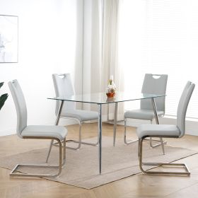 Modern Dining Chairs with Faux Leather Padded Seat Dining Living Room Chairs Upholstered Chair with Chrome Metal Legs Design for Kitchen, Living