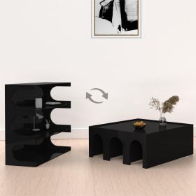 Multifunctional 4-Tier Black Book Shelf & Coffee Table for Living Room Bedroom Dining Room Study Entryway, Creative Furniture Floor Bookshelf