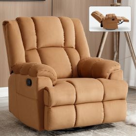 Manual Recliner Chair with Rocker and Swivel in Fabric for Living Room, Beige