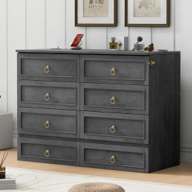 Full Size Murphy Bed with Large Drawers,Gray