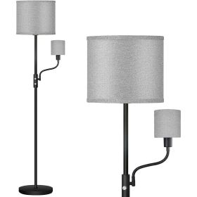 67.32In Mother Daughter Floor Lamp with Linen Shade 3200K Brightness 360° Adjustable Reading Light Modern Decoration Standing Lamp for Living Room Be (Color: Grey)