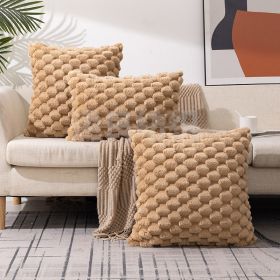 Plush Faux Fur Throw Pillow Covers Plaid Texture Decorative Pillow Case Cushion Cover (Color: Brown, size: 50X50CM)