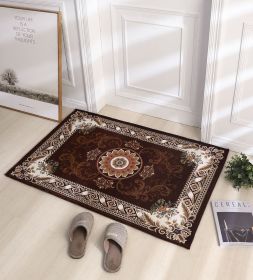 Thickened Absorbent Jacquard Carpet Dornier Woven Living Room Bathroom Rug Kitchen Non-slip Home Entry Floor Door Mat Red Brown (Color: coffee, size: 45CMx70CM)