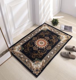 Thickened Absorbent Jacquard Carpet Dornier Woven Living Room Bathroom Rug Kitchen Non-slip Home Entry Floor Door Mat Red Brown (Color: Navy Blue, size: 100CMx140CM)