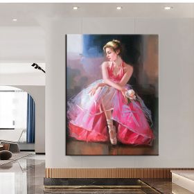 Hand Oil Pianting Ballerina fine art Dancer Handmade oil painting on Canvas female Ballet Artist Wall Art Living Room Bedroom Home Decor (Style: 07, size: 50X70cm)