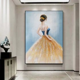 Hand Oil Pianting Ballerina fine art Dancer Handmade oil painting on Canvas female Ballet Artist Wall Art Living Room Bedroom Home Decor (Style: 06, size: 60X90cm)