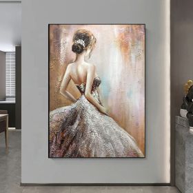 Hand Oil Pianting Ballerina fine art Dancer Handmade oil painting on Canvas female Ballet Artist Wall Art Living Room Bedroom Home Decor (Style: 02, size: 60X90cm)