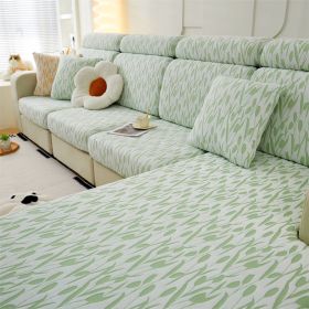 1 Pc Jacquard Velvet Elastic Sofa Cover All Inclusive Universal Set, All Season Universal Anti Cat Scratch and Dustproof Sofa Cover, Hat (Color: Green, size: L-shaped sofa)