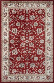 Stylish Classic Pattern Design Traditional Floral Filigree Bordered Area Rug (Color: Red|Ivory, size: 9'-6" X 12'-9")