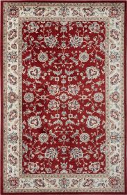 Stylish Classic Pattern Design Traditional Floral Filigree Bordered Area Rug (Color: Red|Ivory, size: 2' X 3')