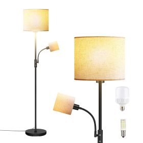 67.32In Mother Daughter Floor Lamp with Linen Shade 3200K Brightness 360° Adjustable Reading Light Modern Decoration Standing Lamp for Living Room Be (Color: Beige)